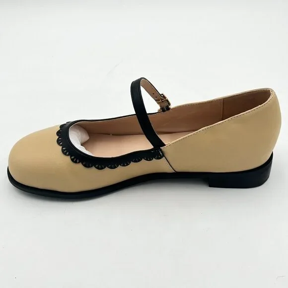 Shoes | Fys Beige Block Low Heel Mary Jane Pumps Square Toe Dress Party  Dance Cute Shoes | Poshmark
